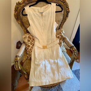 NWT Tory Burch Linen Nadia Shift Dress Cream SZ 8